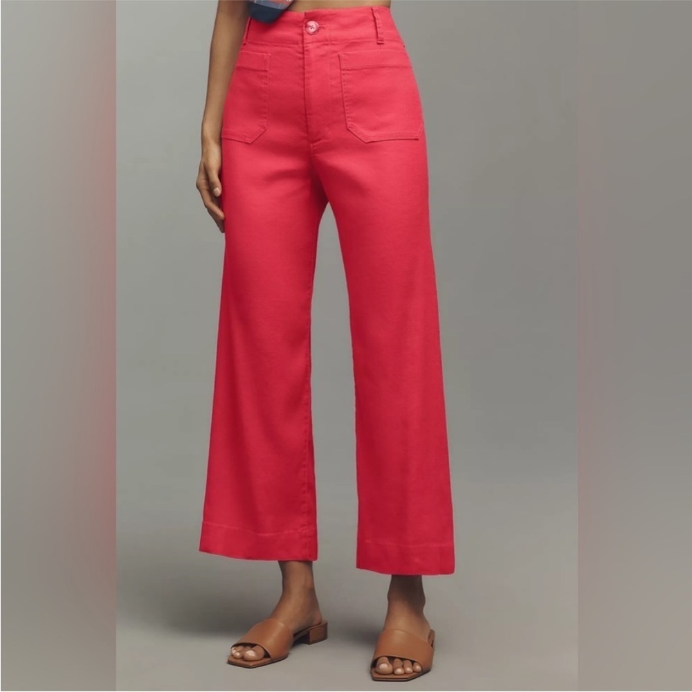 NWT! Anthropologie The Colette Linen Blend Crop Wide-Leg Pants by Maeve 💖